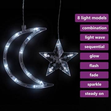 Star and Moon Fairy Lights - Remote Control 345 LED Cold White