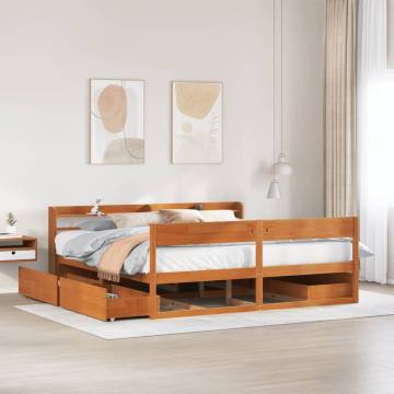 Wax Brown Super King Bed Frame - Solid Pine 180x200 cm