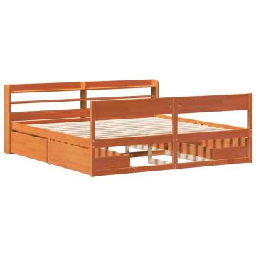 Wax Brown Super King Bed Frame - Solid Pine 180x200 cm