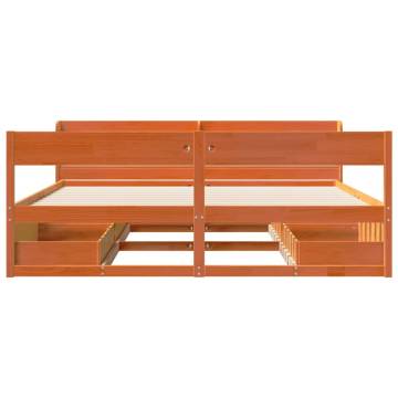 Wax Brown Super King Bed Frame - Solid Pine 180x200 cm