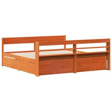 Wax Brown Super King Bed Frame - Solid Pine 180x200 cm