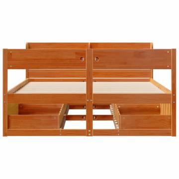 Bed Frame Without Mattress - Wax Brown Solid Pine 140x190 cm