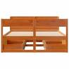 Bed Frame Without Mattress - Wax Brown Solid Pine 140x190 cm