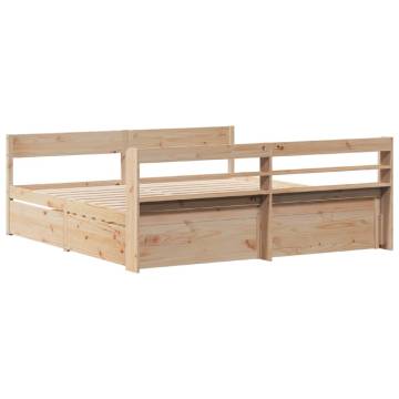 Super King Solid Wood Pine Bed Frame 180x200 cm - No Mattress