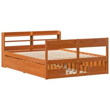 Solid Wood Pine Bed Frame - Wax Brown 160x200 cm | HipoMarket