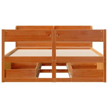 Solid Wood Pine Bed Frame - Wax Brown 160x200 cm | HipoMarket