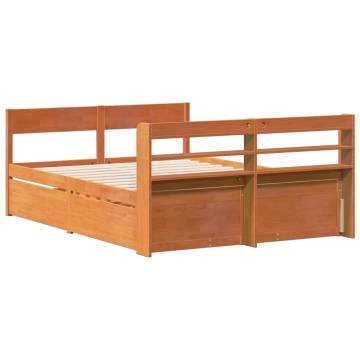 Solid Wood Pine Bed Frame Wax Brown 140x200 cm - Stylish & Durable