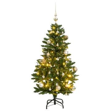 Artificial Hinged Christmas Tree with 150 LEDs & Balls - 150 cm