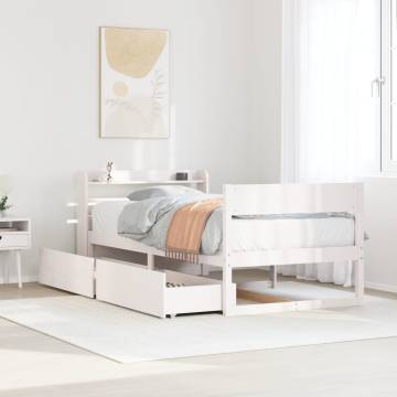 White Bed Frame 90x200 cm | Solid Pine Wood | Hipo Market