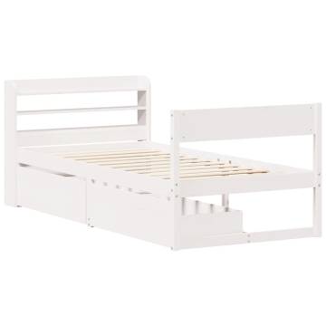 White Bed Frame 90x200 cm | Solid Pine Wood | Hipo Market