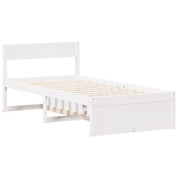 White Bed Frame 90x200 cm | Solid Pine Wood | Hipo Market