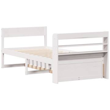 White Bed Frame 90x200 cm | Solid Pine Wood | Hipo Market