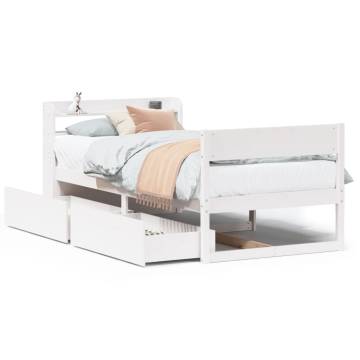 White Bed Frame 75x190 cm - Solid Pine Small Single