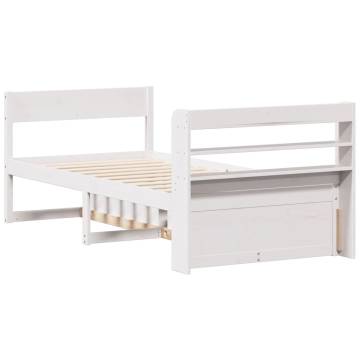 White Bed Frame 75x190 cm - Solid Pine Small Single