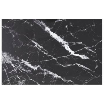 Table Top Black 100x62 cm - Tempered Glass with Marble Design