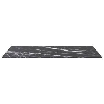 Table Top Black 100x62 cm - Tempered Glass with Marble Design