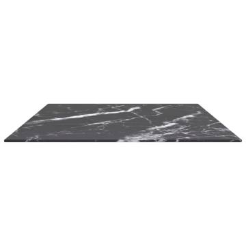 Table Top Black 100x62 cm - Tempered Glass with Marble Design