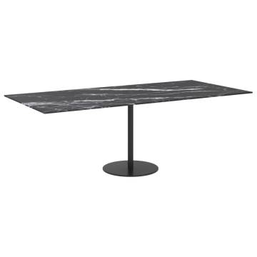 Table Top Black 100x62 cm - Tempered Glass with Marble Design