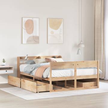 King Size Bed Frame 150x200 cm Solid Pine Wood - HipoMarket