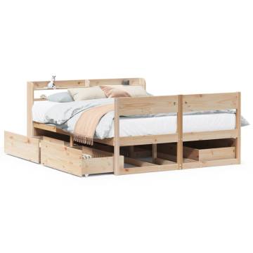 King Size Bed Frame 150x200 cm Solid Pine Wood - HipoMarket