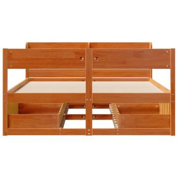 Solid Wood Pine Bed Frame - Wax Brown, 120x200 cm | HipoMarket