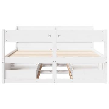 White Double Bed Frame 135x190 cm | Solid Pine Wood Design