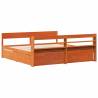 Solid Wood Pine Bed Frame - Wax Brown 200x200 cm | HipoMarket