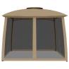 Gazebo with Mesh Walls & Double Roof - 2.93x2.93 m Taupe