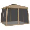 Gazebo with Mesh Walls & Double Roof - 2.93x2.93 m Taupe