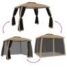 Gazebo with Mesh Walls & Double Roof - 2.93x2.93 m Taupe