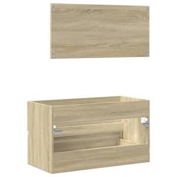 Stylish Bathroom Cabinet with Mirror Sonoma Oak | 80x38.5 cm