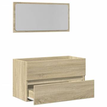 Stylish Bathroom Cabinet with Mirror Sonoma Oak | 80x38.5 cm