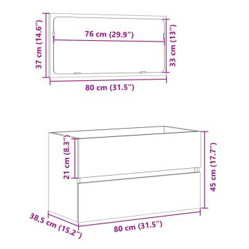 Stylish Bathroom Cabinet with Mirror Sonoma Oak | 80x38.5 cm