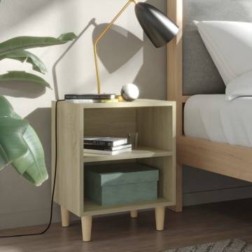 Scandinavian Bed Cabinet with Solid Wood Legs - Sonoma Oak