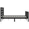 Black Bed Frame with Headboard - 140x200 cm Solid Wood