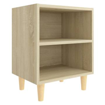 Scandinavian Bed Cabinet with Solid Wood Legs - Sonoma Oak