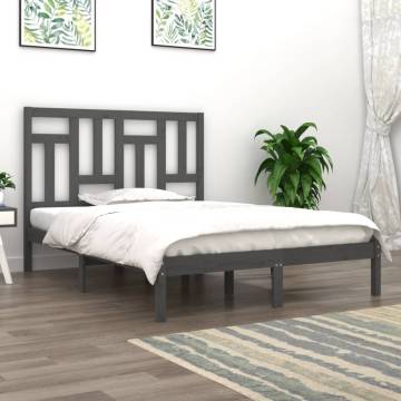 Grey Solid Pine Bed Frame 160x200 cm - Modern Design