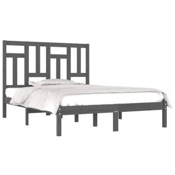 Grey Solid Pine Bed Frame 160x200 cm - Modern Design