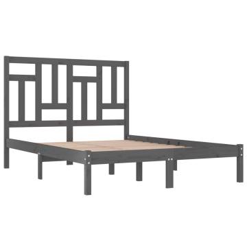 Grey Solid Pine Bed Frame 160x200 cm - Modern Design