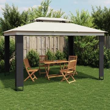 Gazebo with Double Roof Cream 3.94x2.96m - Hipomarket