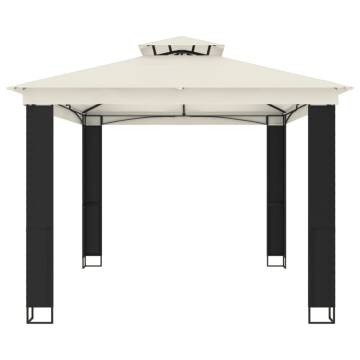 Gazebo with Double Roof Cream 3.94x2.96m - Hipomarket