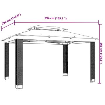 Gazebo with Double Roof Cream 3.94x2.96m - Hipomarket