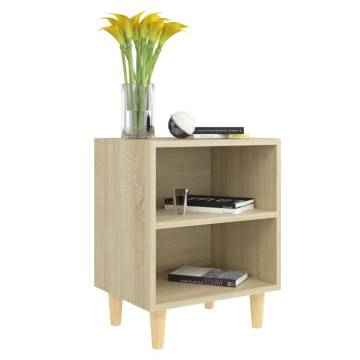 Scandinavian Bed Cabinet with Solid Wood Legs - Sonoma Oak