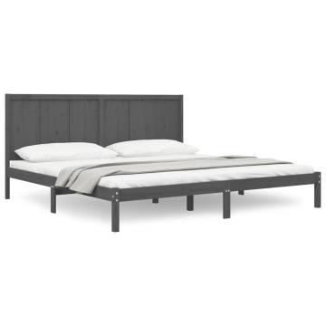 Grey Solid Wood Pine Bed Frame 200x200 cm | HipoMarket