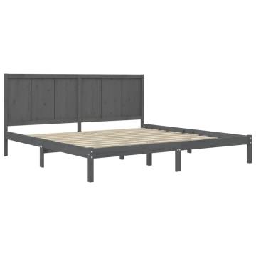 Grey Solid Wood Pine Bed Frame 200x200 cm | HipoMarket