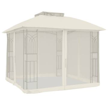 Gazebo with Double Roof & Mesh Walls - 2.94x2.94m Cream