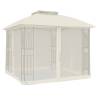 Gazebo with Double Roof & Mesh Walls - 2.94x2.94m Cream