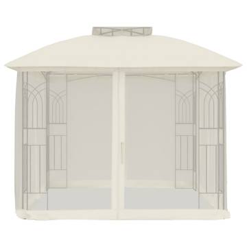 Gazebo with Double Roof & Mesh Walls - 2.94x2.94m Cream