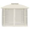 Gazebo with Double Roof & Mesh Walls - 2.94x2.94m Cream