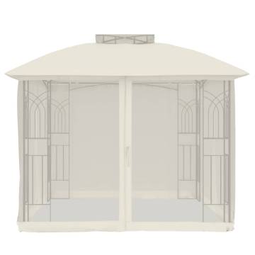 Gazebo with Double Roof & Mesh Walls - 2.94x2.94m Cream